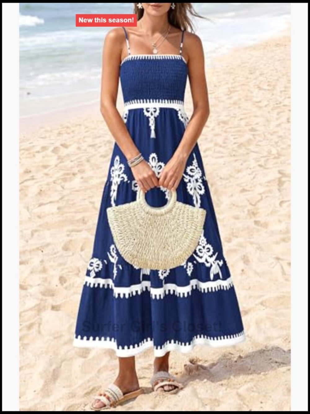 Sleeveless Spaghetti Strap Smocked Tiered Maxi Sundress Flowy Boho Beach - Picture 2 of 7